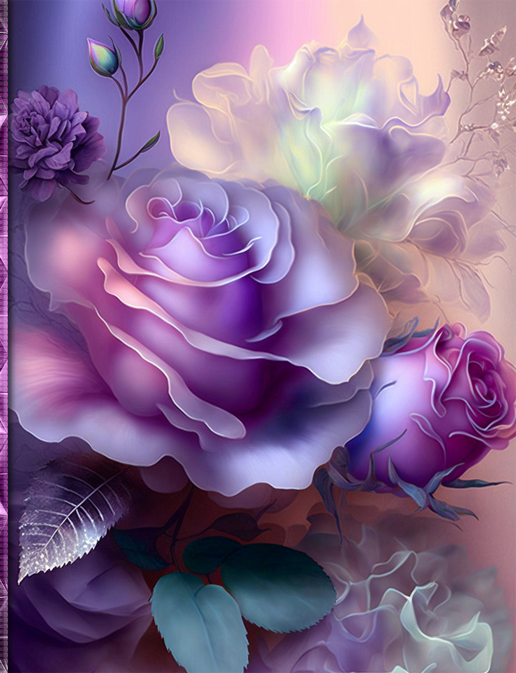 Floral Elegance Unfolded: Blossom Your Thoughts Amidst Purple Hues and Floral Whispers