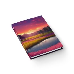 Blush Horizons: Serenity by the Lake at Sunset - Hardcover Ruled Line Journal