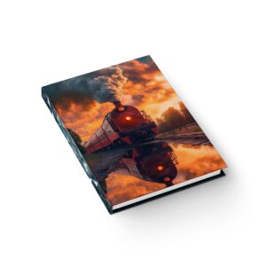 Reflective Journey: Sunset Rails Through Nature - Hardcover Ruled Line Journal