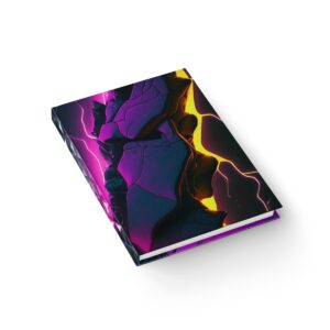 Illuminated Elegance: Abstract Neon Marble - Hardcover Ruled Line Journal