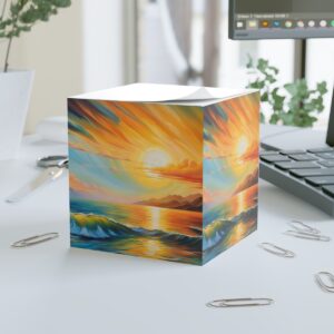 Sunset Oil Painting Note Cube