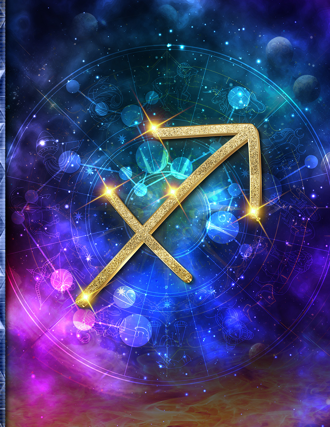 Sagittarius Unveiled: Navigate Your Journey with 222 Pages of Numerology Wisdom, Positive Affirmations, and a Cosmic Sagittarius-Inspired Abstract Design