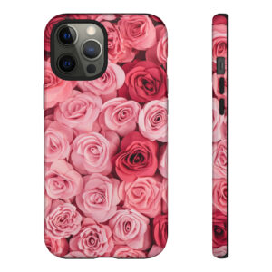 Pink Blossom Elegance: Rose Adorned Phone Case - Tough Cases