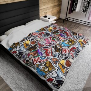 Retro Stickers - Velveteen Plush Blanket