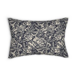 Monochrome Hardy Tattoo Vibes Lumbar Pillow